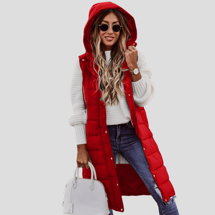 Kvinners Lange Hette Bodywarmer