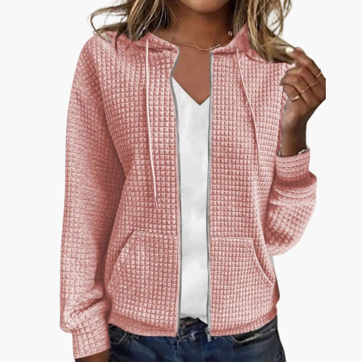 Kvinne Zip-Up Hettegenser med Drawstring Hette