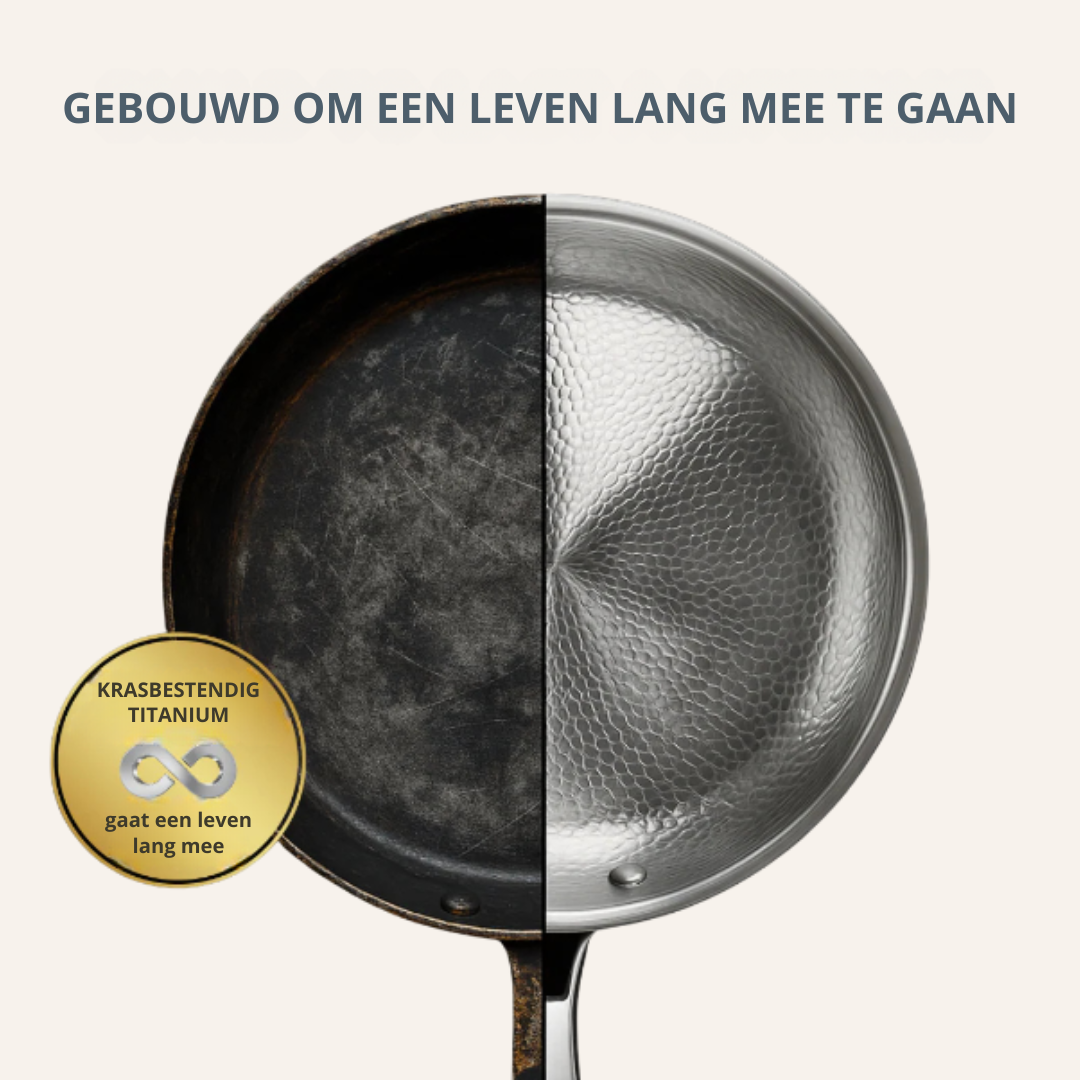 Premium 3-delers kokekarsett i titan – Egnet for induksjon &amp; naturlig antiheftebelegg – 3 gryter/panner