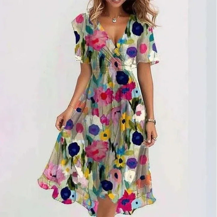 Flowy Floral Sommerkjole (Kne-Lengde)
