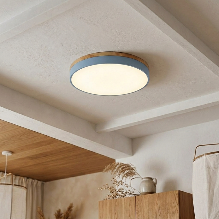 Rund skive-taklampe – flat, flushmontert lampe