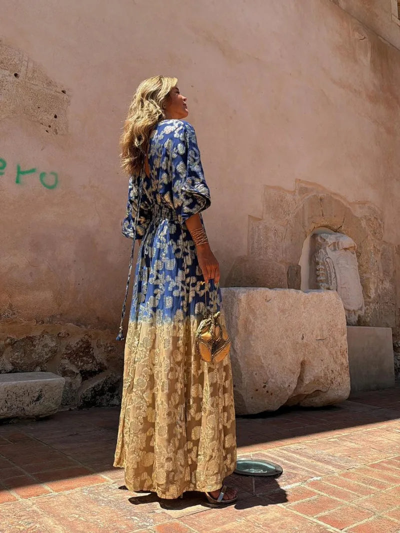 V-Hals Ryggen Jumpsuit med Gradient Print for Kvinner