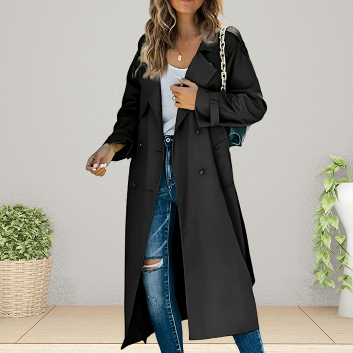 Kvinners Trench Coat Mid-Season Jakke