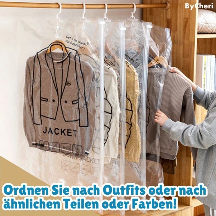 Hengende vakuumposer til plassbesparende garderobe, 130 x 60 cm, gjennomsiktig