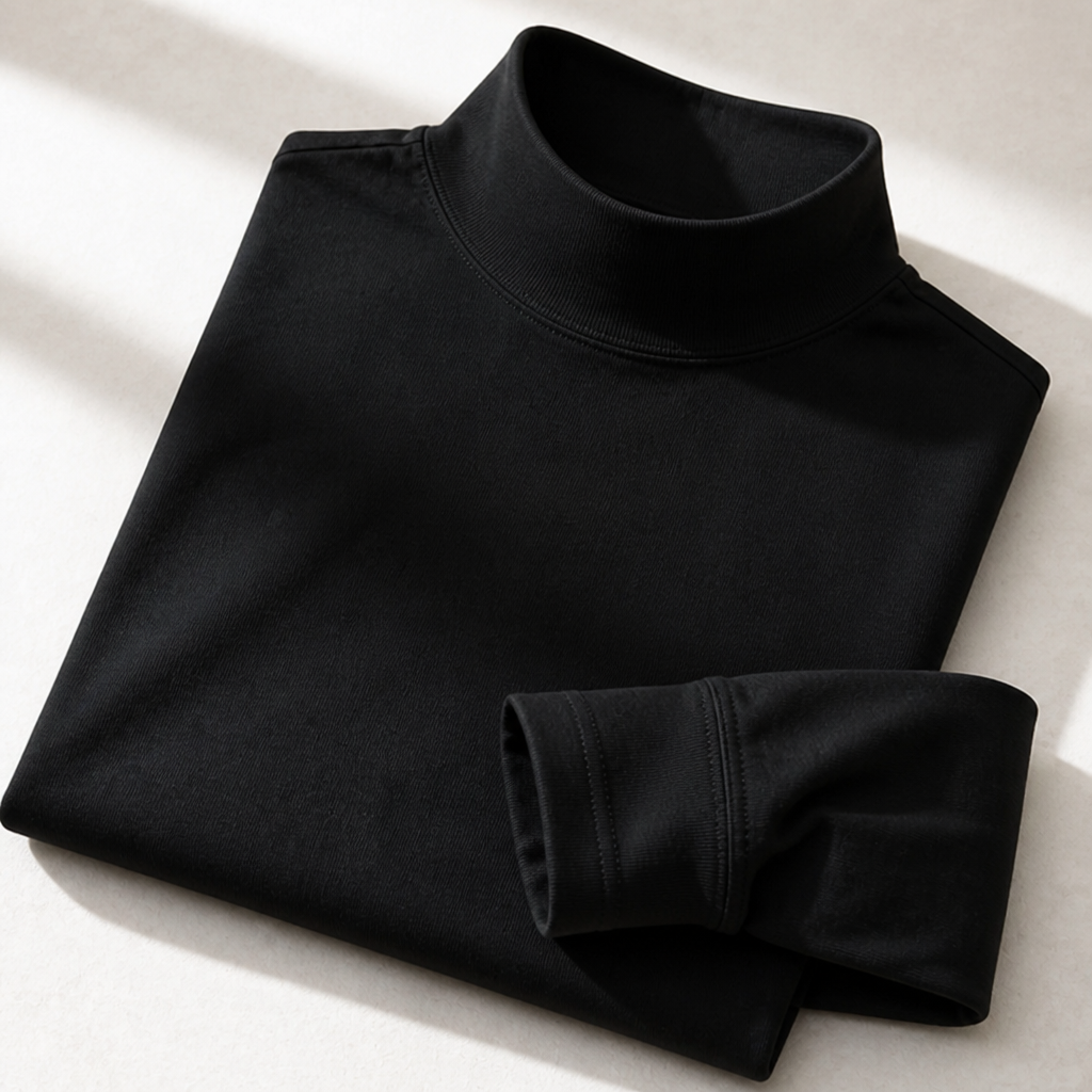 Langermet slim fit-genser til herre med høy krage som kan brettes ned