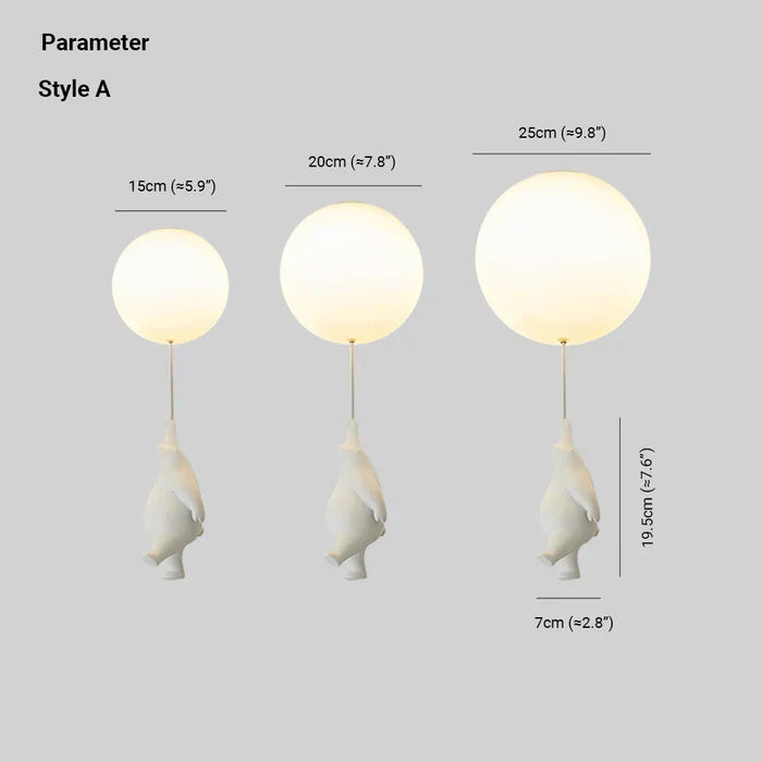 Taklampe for barn med bjørn og ballong - CloudBear