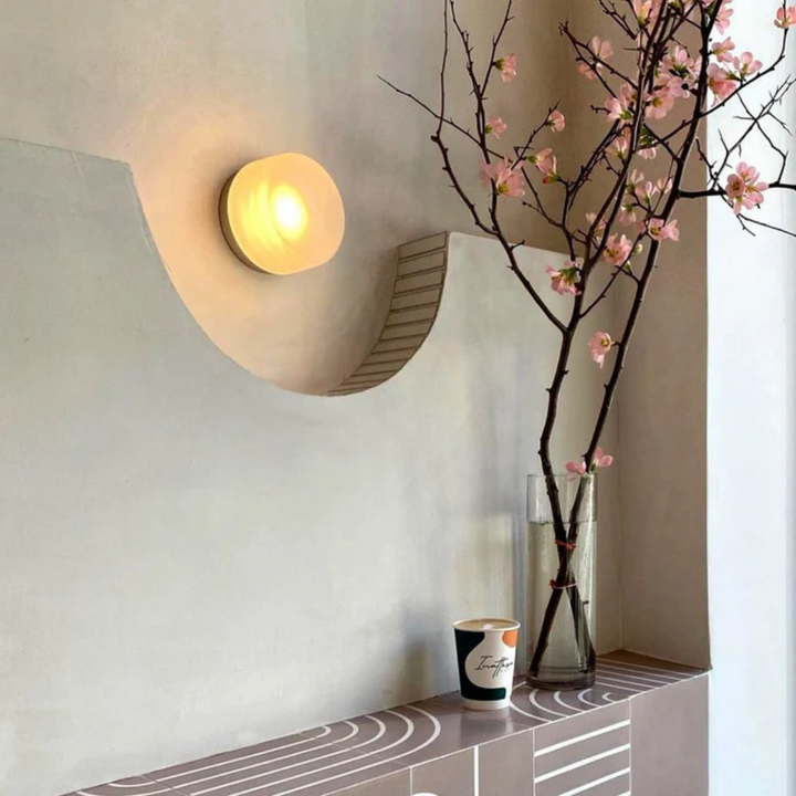 Rund moderne veggarmatur i glass med LED, 1 lyspunkt