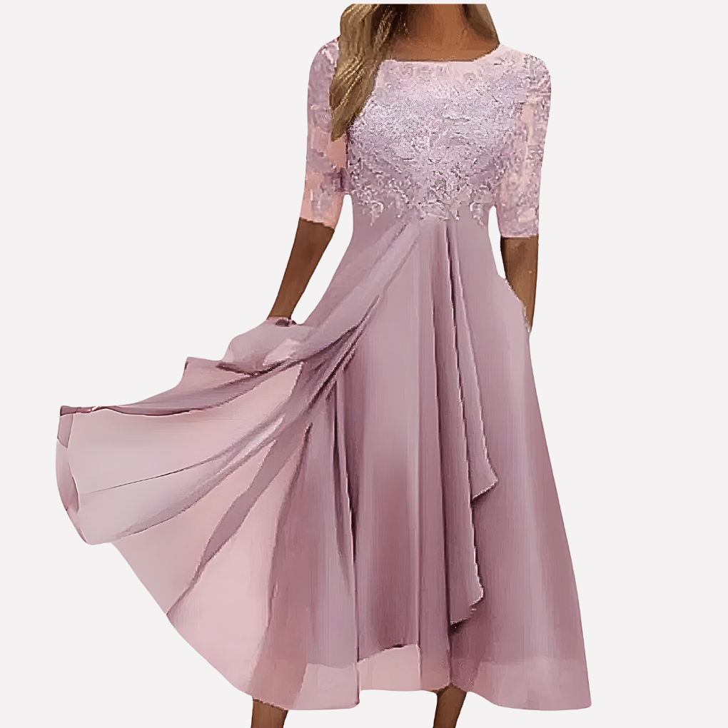 Kvinnes Blomster Lace Chiffon Kvelds Kjole