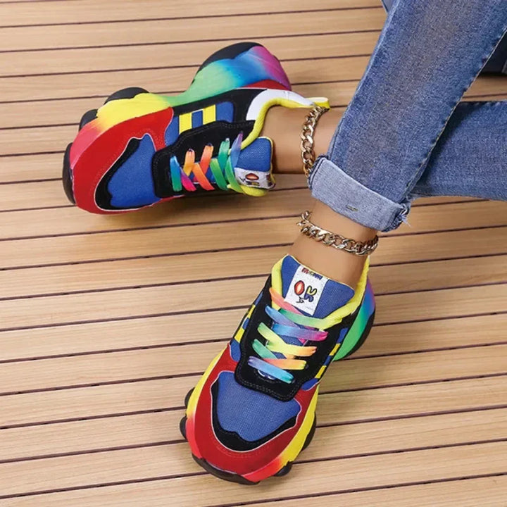 Trendy Multicolor Sneakers med Plattform Såle