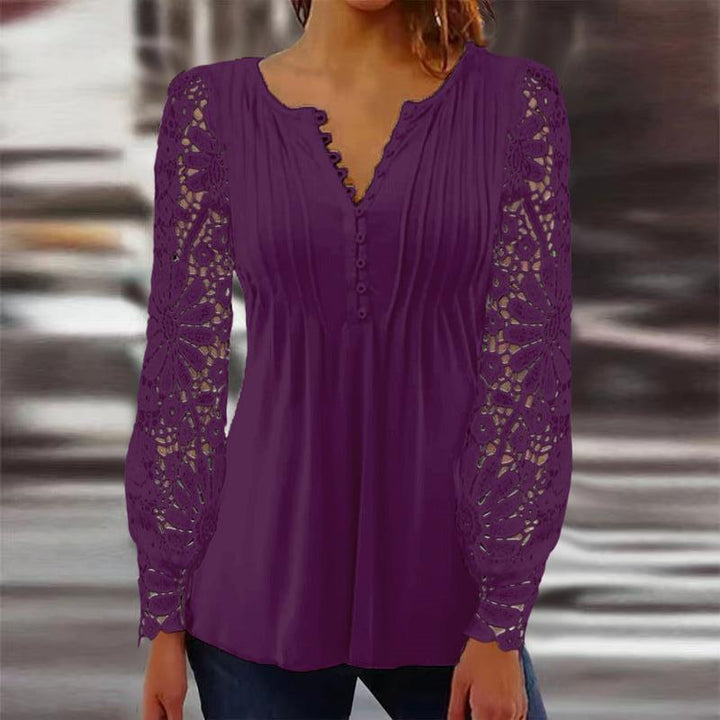 Yara – Bluse med Blondeermer