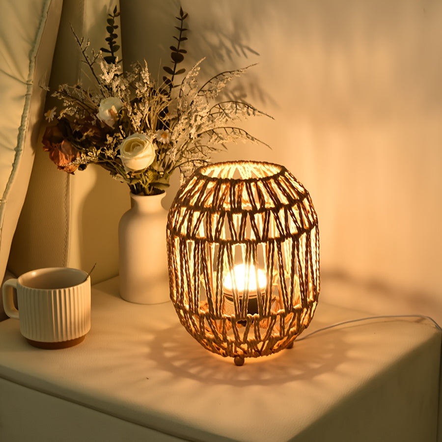 Bordlampe i Rotting Bohem-stil – Håndlaget Lysaksent for Soverom eller Stue
