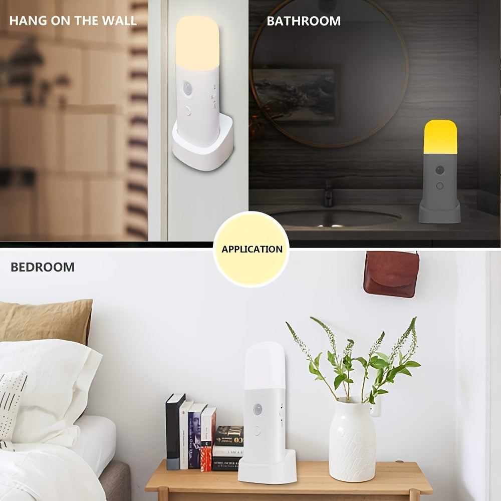 LED Nattlampe med Bevegelsessensor – Oppladbar via USB og Justerbar Lysstyrke for Soverom og Korridorer