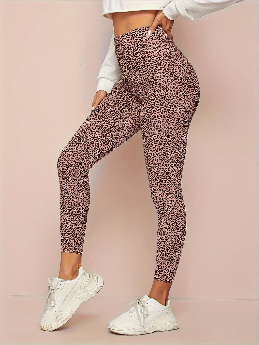 Kvinners Leopard Mønster Høy-Liv Leggings