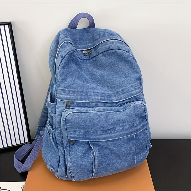 Uformell Denim-Ryggsekk – Trendy og Allsidig Reiseveske for Menn og Kvinner