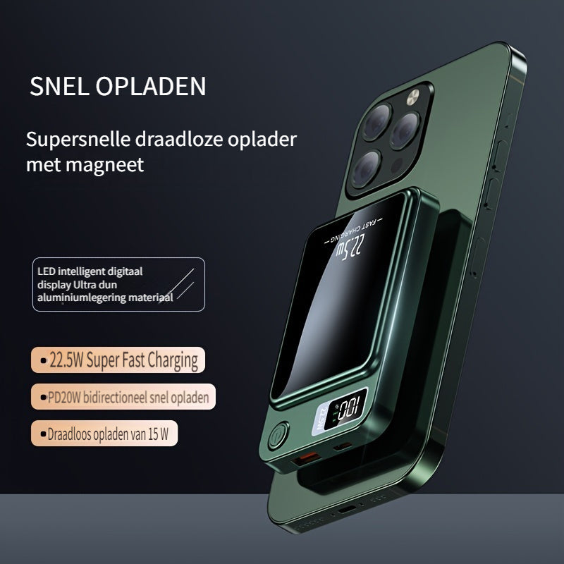 Magnetisk powerbank – Ultratynn med superrask trådløs lading