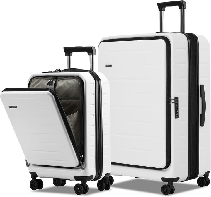 Utvidbar hardcase-koffert med frontlomme og TSA-lås