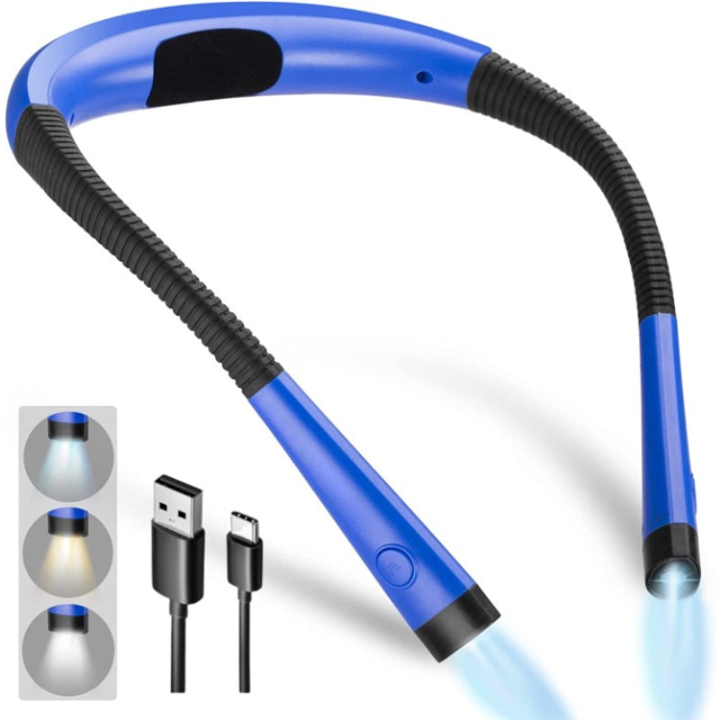 LED-Nakkelampe for Lesing, Sengelys, 3 Farger, 6 Lysstyrkenivåer, Fleksibel Arm, Oppladbar, Holdbar, Perfekt for Lesing, Strikking, Camping, Reparasjon