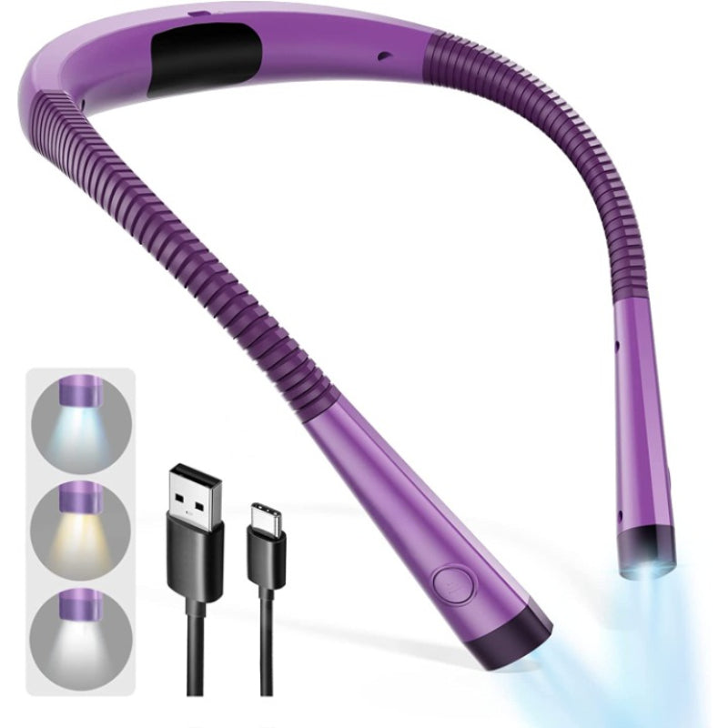 LED-Nakkelampe for Lesing, Sengelys, 3 Farger, 6 Lysstyrkenivåer, Fleksibel Arm, Oppladbar, Holdbar, Perfekt for Lesing, Strikking, Camping, Reparasjon