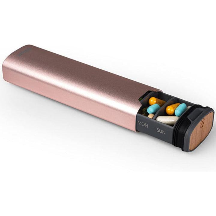 7-Dagers Pilleboks – Stilig Aluminium og Tre Organisator