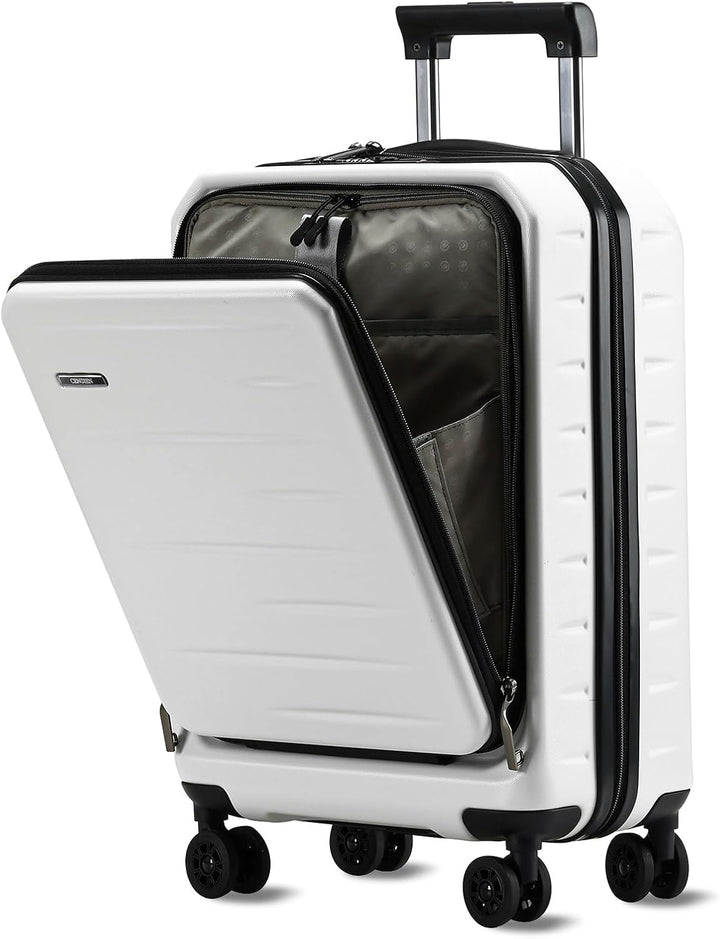 Utvidbar hardcase-koffert med frontlomme og TSA-lås