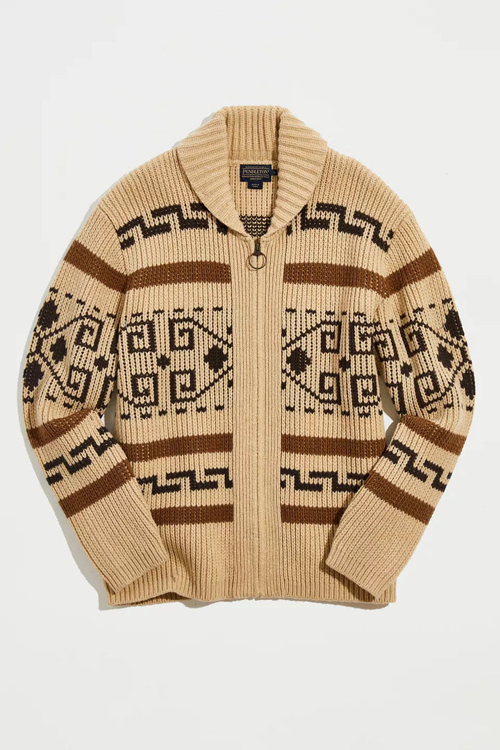 Vintage Jacquard Strikket Herre Cardigan med Glidelås Tidless Stil Møter Moderne Komfort