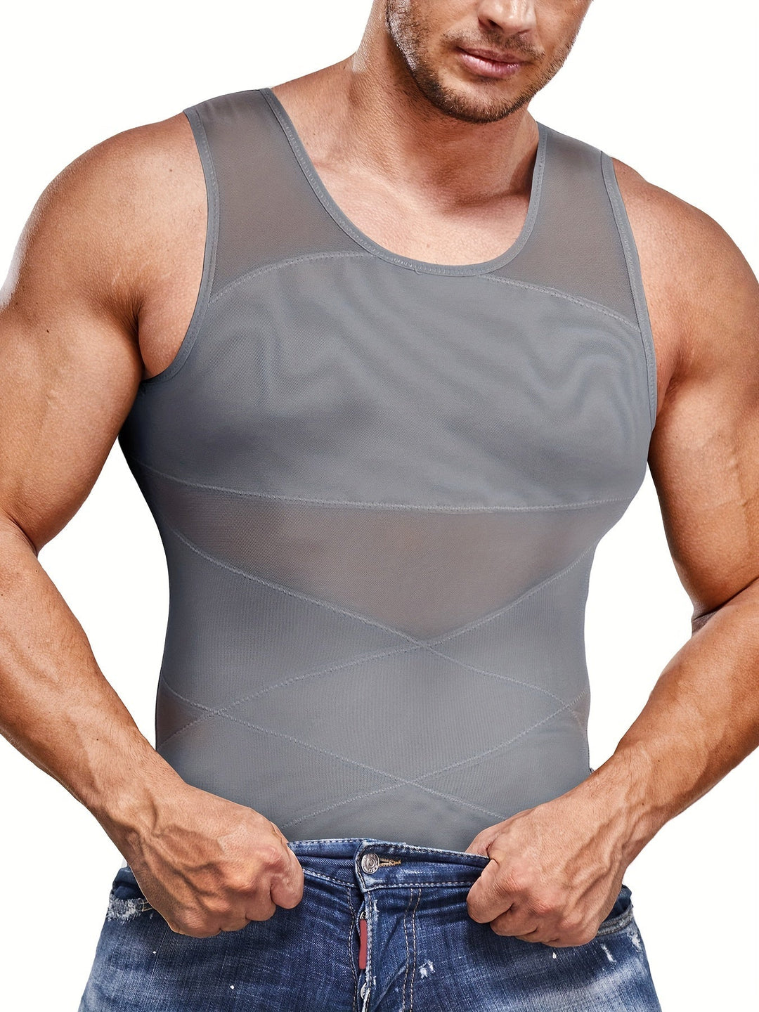 Herre Shapewear Tanktop Magekontroll Ermeløs Undertrøye