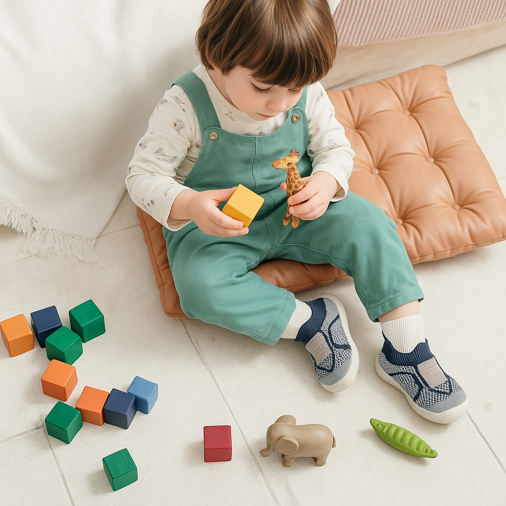 Babysko med tettsittende elastisk passform, sklisikre såler, pustende mesh, alder 0–4