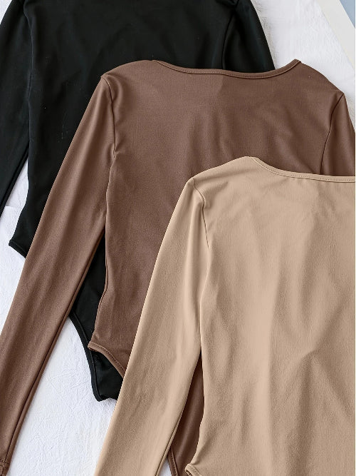 3-Pakke Casual Langermede Bodysuits for Kvinner