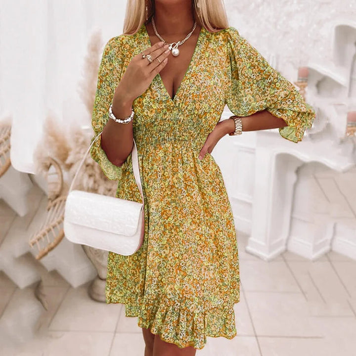 Boho Blomster Mini Kjole Enkelt Bohemsk Sjarme for Solfylte Dager