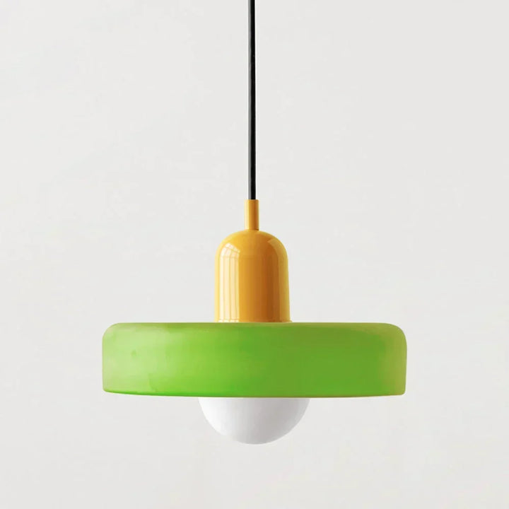 Bauhaus pendellampe i fargeglass