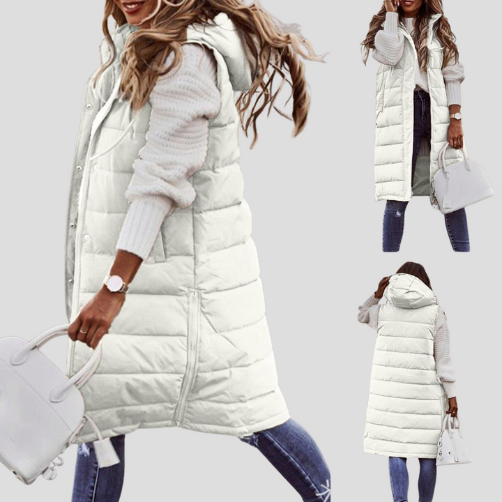 Kvinners Lange Hette Bodywarmer