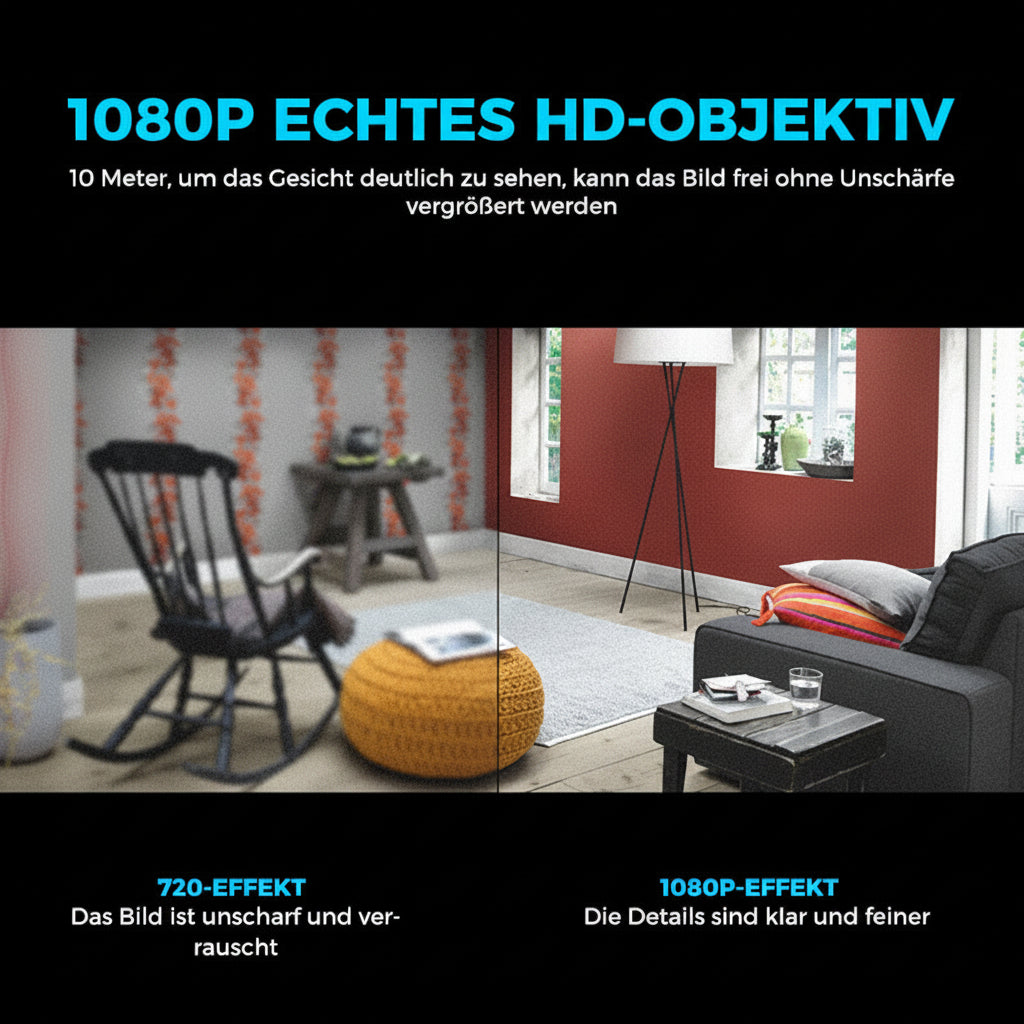Mini WiFi-overvåkingskamera 1080p | Skjult nattsyn | Bevegelsesalarm | Lyd