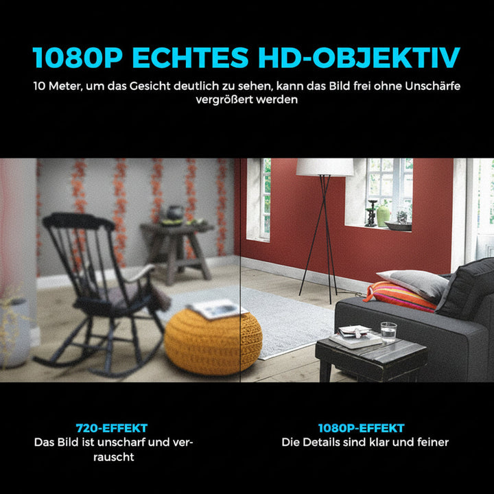 Mini WiFi-overvåkingskamera 1080p | Skjult nattsyn | Bevegelsesalarm | Lyd