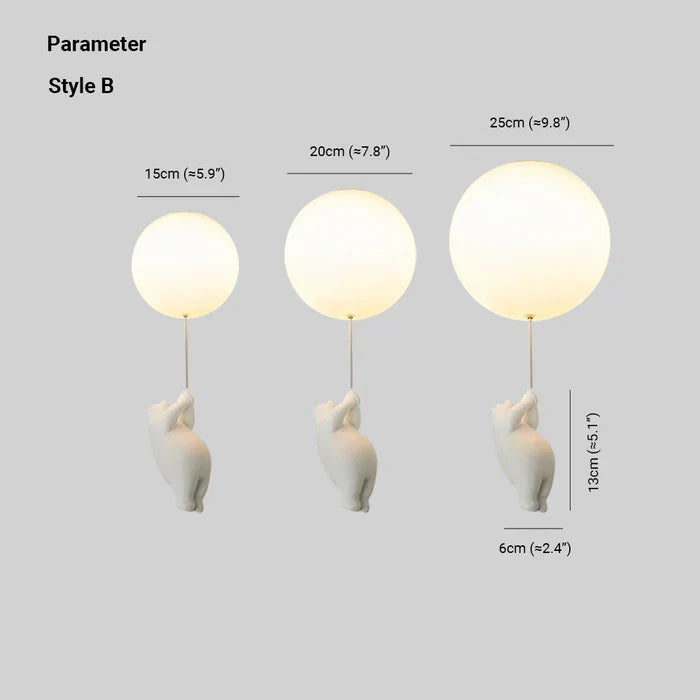 Taklampe for barn med bjørn og ballong - CloudBear