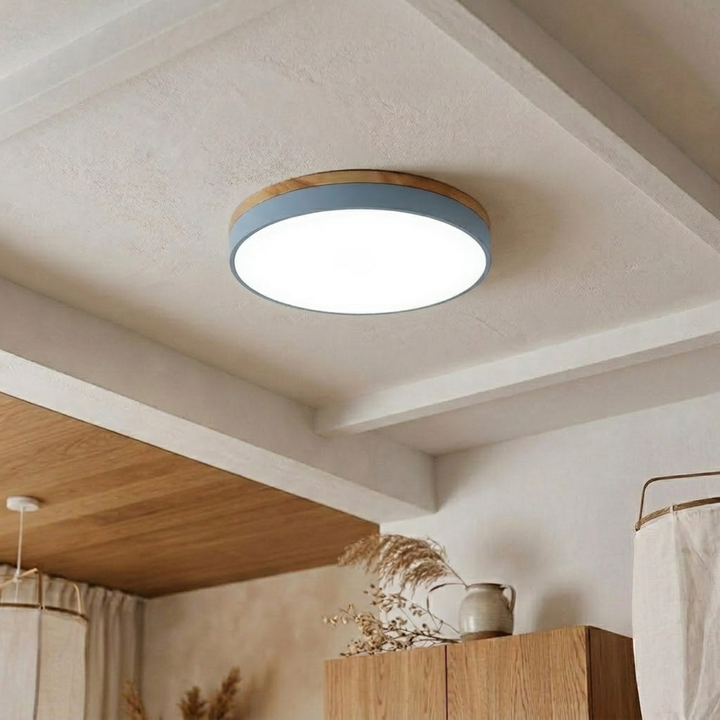 Rund skive-taklampe – flat, flushmontert lampe