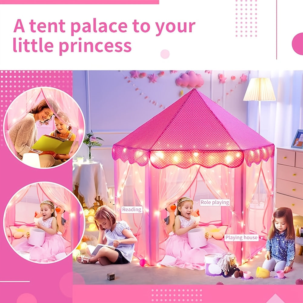 Prinsesse-leketelt med stjernebelysning – perfekt for lek inne eller ute