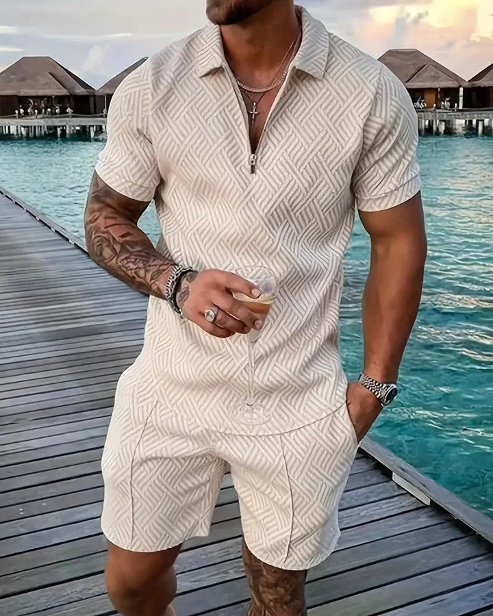 Casual Zipper Collar Sommer Treningsdrakt Outfit