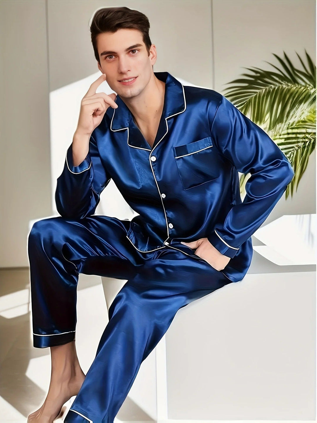 Pehmeä satiininen miesten pyjama - Adrian