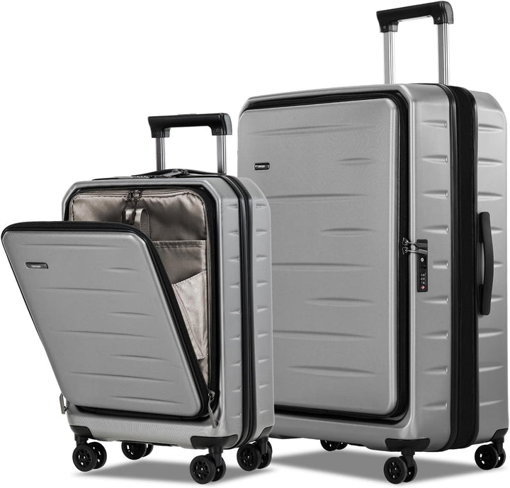 Utvidbar hardcase-koffert med frontlomme og TSA-lås