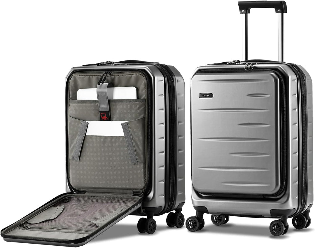 Utvidbar hardcase-koffert med frontlomme og TSA-lås