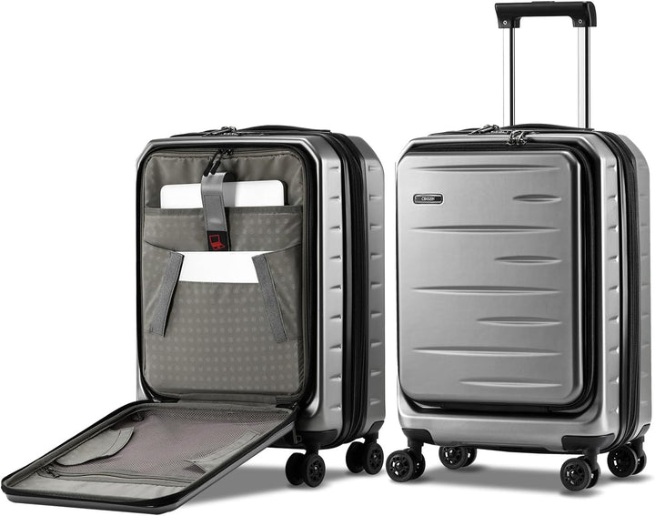 Utvidbar hardcase-koffert med frontlomme og TSA-lås