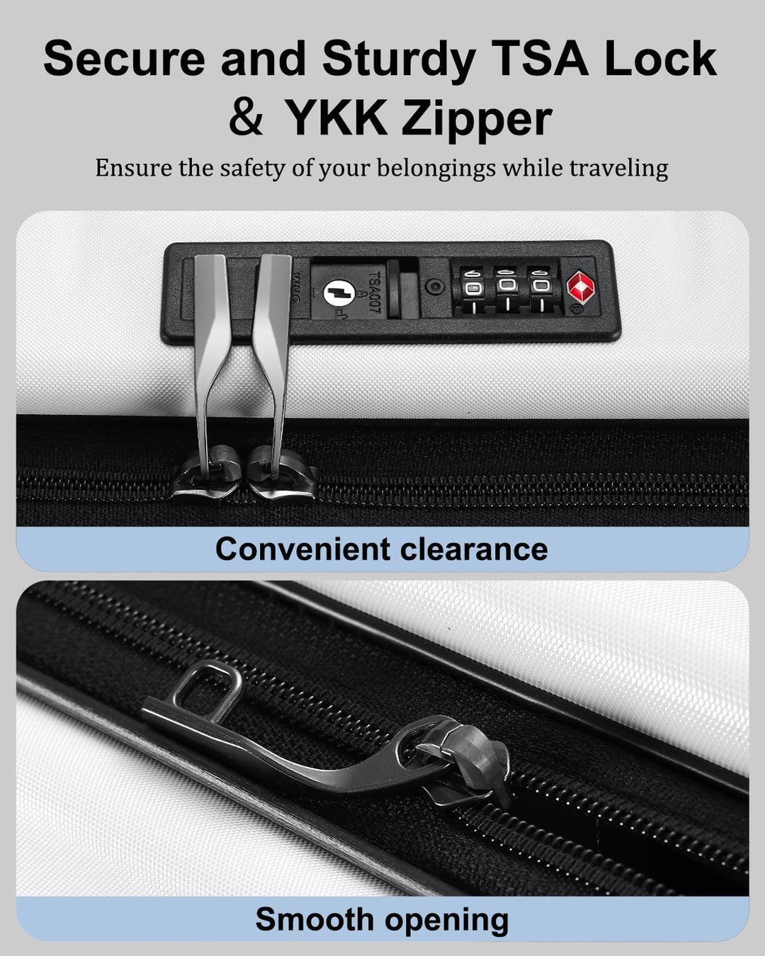Utvidbar hardcase-koffert med frontlomme og TSA-lås