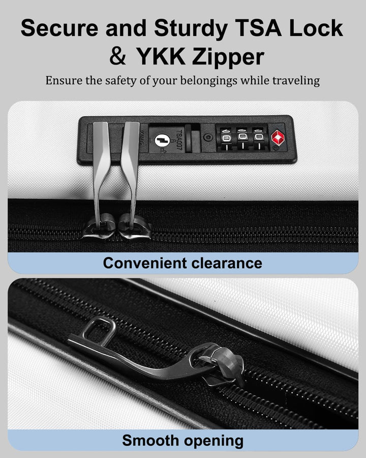 Utvidbar hardcase-koffert med frontlomme og TSA-lås