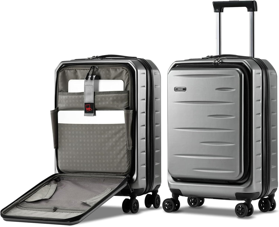 Utvidbar hardcase-koffert med frontlomme og TSA-lås