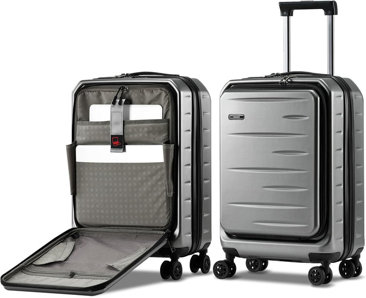 Utvidbar hardcase-koffert med frontlomme og TSA-lås