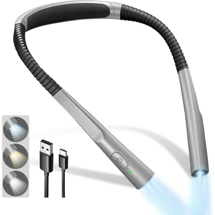 LED-Nakkelampe for Lesing, Sengelys, 3 Farger, 6 Lysstyrkenivåer, Fleksibel Arm, Oppladbar, Holdbar, Perfekt for Lesing, Strikking, Camping, Reparasjon