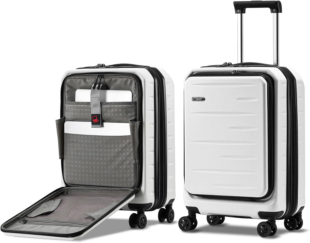 Utvidbar hardcase-koffert med frontlomme og TSA-lås