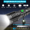 Banral 100000 lumen oppladbar lommelykt, IPX6 vanntett, 5 moduser, zoombar, aluminium