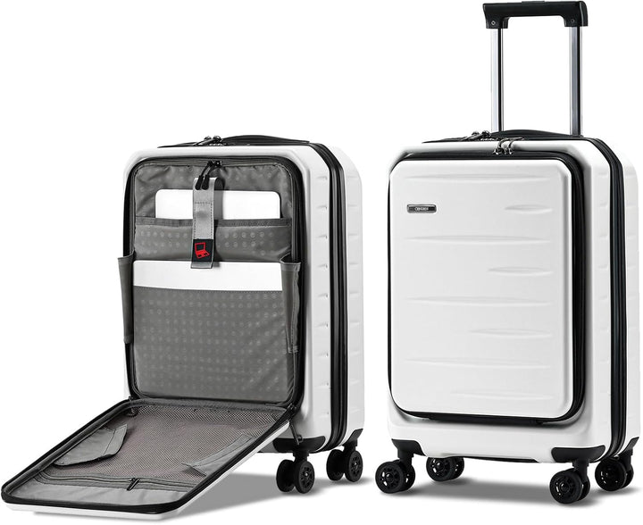 Utvidbar hardcase-koffert med frontlomme og TSA-lås