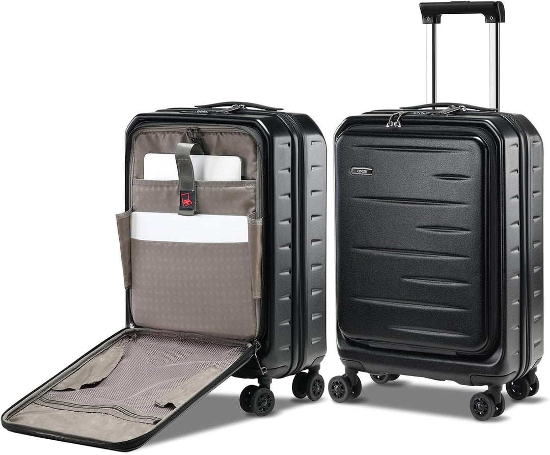 Utvidbar hardcase-koffert med frontlomme og TSA-lås